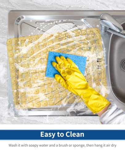Bligli Sink Mat 2 Pack - 15.7x11.8 inch PVC Protectors for Stainless/Ceramic Sinks, Drain Mats (Brown) - color: Brown