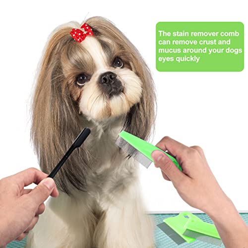 5 Pieces Dog Eye Combs Tear Stain Remover Combs Pet Grooming Comb for Small Dogs Gently Removing Eye Mucus and Crust (Green, Black) - color: Green, Black
