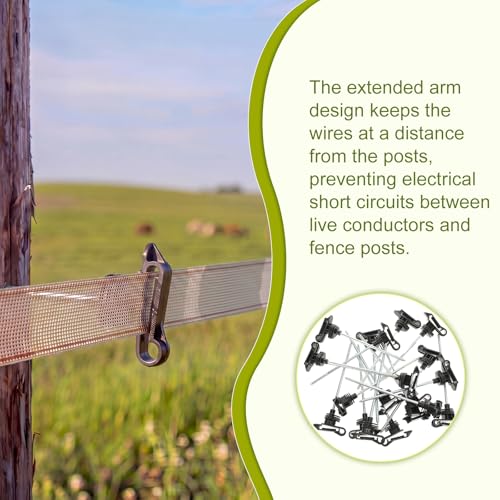 50 Pcs Black Electric Fence Wire Screw-in Insulator and 1 Insulator Socket Tool Labor-Saving Fence Ring Post Wood Post for Tape Rope Electric Wire Animal Agricultural Garden(Functional) - style: Functional