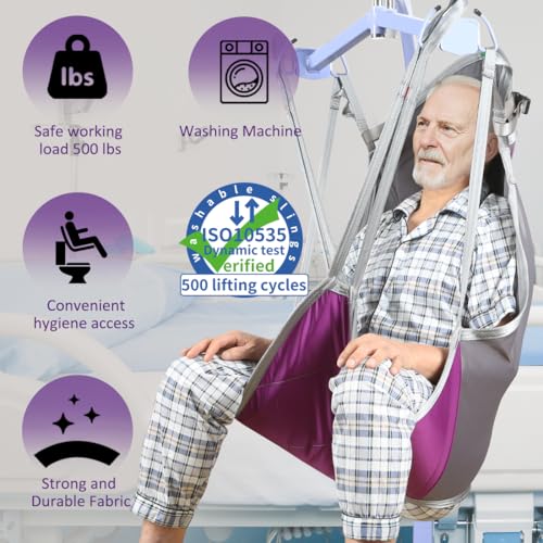 EZ Assistive Patient Lift Sling,Divided Leg Sling with Low or High Back, Lift Sling for Transfer and Positioning and Lifting, 500lb Weight Capacity (Large-High Back) - size: Large-High Back
