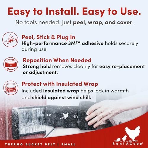 RentACoop SM Thermo Bucket Belt Chicken Waterer Heater with Insulated Wrap - size: Small