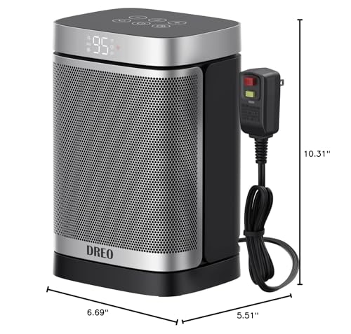 DREO Space Heater for Bathroom and Indoor, Safe and Quiet Portable Heater | ALCI Safety Plug, 41-95°F Digital Thermostat, Remote, 70°Oscillating, 12h Timer, 5 Modes, 1500W PTC Ceramic Heater
