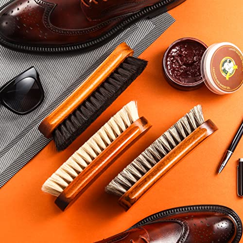 3 Pcs Horsehair Shoe Brush Kit Polishing Daubers Applicators Leather Care Brushes Shine Cleaning Brush(Shoe Brush Set C) - style: Shoe Brush Set C