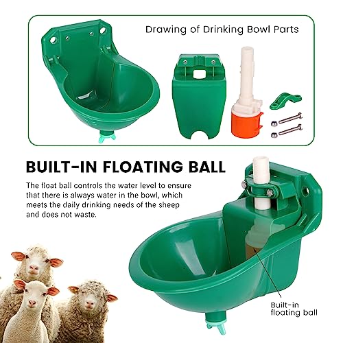 Goat Waterer, Livestock Waterer for Sheep Dog Piglet Calf Horse Farm Water Troughs for Livestock Automatic Water Bowl Plastic Drinking Bowl Water Dispenser 2 Pack