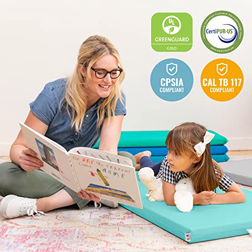 ECR4Kids SoftZone Rainbow Rest Mat, 2in, Sleeping Pad, Contemporary, 5-Piece | Soft foam with polyurethane cover, GREENGUARD Gold Certified, 2-6 years, fully assembled, non-slip base, daycare or classroom - color: Contemporary