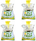 Fly Traps Outdoor,4 Pack Disposable Pre-Baited Effective Hanging Yellowjacket Catcher for Yard Garden Patio Horse Ranch Trash Can,Safe Insect Control Killer Fly Bags