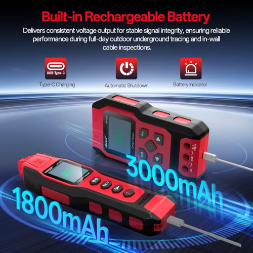 NOYAFA NF-8301 Circuit Tracer, Underground Wire Locator &Digital Multimeter | 8 Level Sensitivity Adjustment, Rechargeable Wire Tracer for Fuses, Irrigation, Wall Wires
