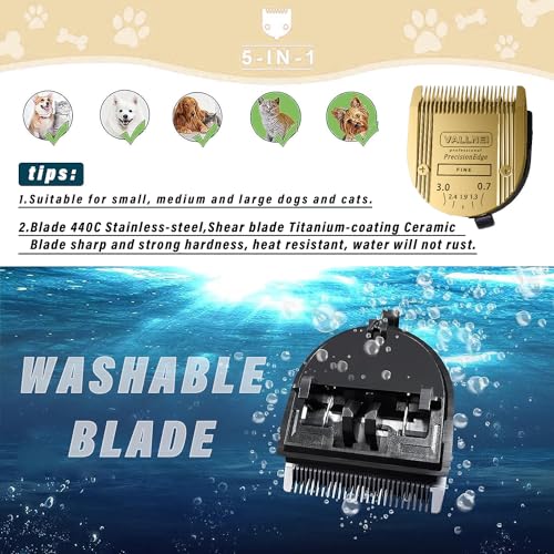[2 Pack] 5-in-1 Replacement Clipper Blade, Detachable & Adjustable Dog Grooming Blade Compatible with Wahl Arco, Bravura, Chromado, Creativa, Figura, Motion & SuperGroom (Gold) - color: Gold, size: 2 Pack