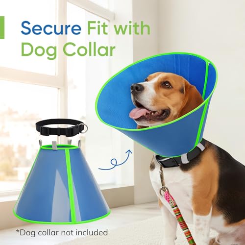 Soft Dog Cone Collar to Stop Licking After Surgery, Mesh Breathable Pet Recovery Collar for Large Medium Dogs, Elizabethan Cone Alternative(XL) - color: Blue, size: XL