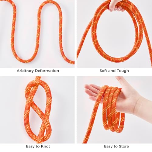1/2 Inch 150ft Double Braided Polyester Arborist Rope, Heavy Duty Nylon Rope for Anchor, Tree Work, Cargo, Pulling, Sailing(Orange) - size: 1/2in x 150ft, style: Orange