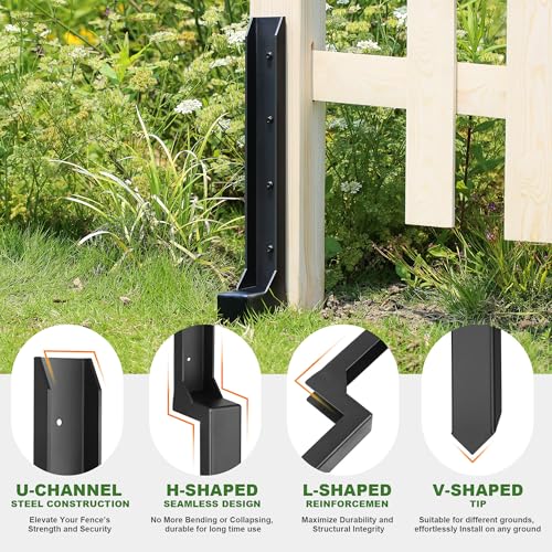 Fence Post Repair Kit, Heavy Duty One-Piece Steel Anchor & Stakes for Repair Broken Tilted Leaning Wood Posts, Rust-Proof Easy Installation, Upgraded 11-Gauge Thickness (8 Pack) - color: 8 Pack
