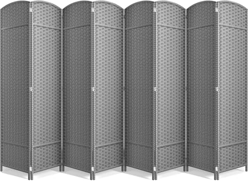 Sorbus Foldable Room Divider, Mesh Privacy Screen (8 Panel, Light Gray) | Folding screens, dividers for rooms, double-hinged panels; freestanding partition for bedrooms, offices and shared areas - color: Light Gray, size: 8 Panel