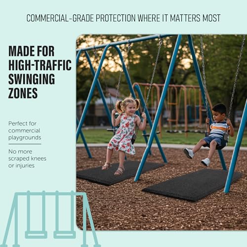 Heavy Duty Commercial Grade Rubber Playground Safety Mat - Playground Protection Mat for Swings and Slides - 54" Long X 32" Wide x 2" Thick (Black) - color: Black
