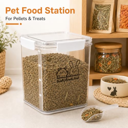 Small Animal Food Storage Box,Airtight Pet Food Storage Containers with Scoop,4.23 Qt Guinea Pig Food Container Storage Keep Fresh,Animal Food Containers for Hamster/Rabbit Dry Food Containers(Clear)
