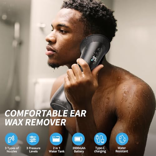 Ear Wax Removal - Electric Ear Wax Removal Kit - Ear Cleaner for Safe and efficient Removal of Earwax buildup, Ear Irrigation Kit Includes 12 Tips, IPX7, Cleaning for Adults & Kids