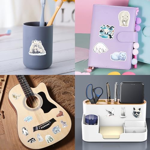 Cute Artic Animals Stickers Penguin Polar Bear Decals for Kids Teen 60PCS | Waterproof Vinyl Kawaii Artic Animal Sticker for Water Bottle Laptop Luggage Skateboard Gifts for Adult Decal Teachers Reward - color: Arctic