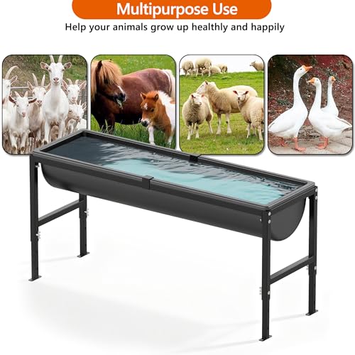 2PCS Animal Waterer 12 Gallon | Livestock Water Trough with Adjustable Stand, Easy to Assemble and Carry, Feeding Goat, Sheep, Horse, Dog in Farm - size: 2 PCS