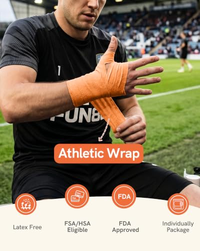 FriCARE Self Adhesive Bandage Wrap, Medical Tape in First Aid Kit, Sporty | Elastic Cohesive Bandages for Sports/Vet/Wrist Ankle Wounds, 2 Inches X 5 Yards, Latex-free 6 Rolls - color: 6 Sporty Color