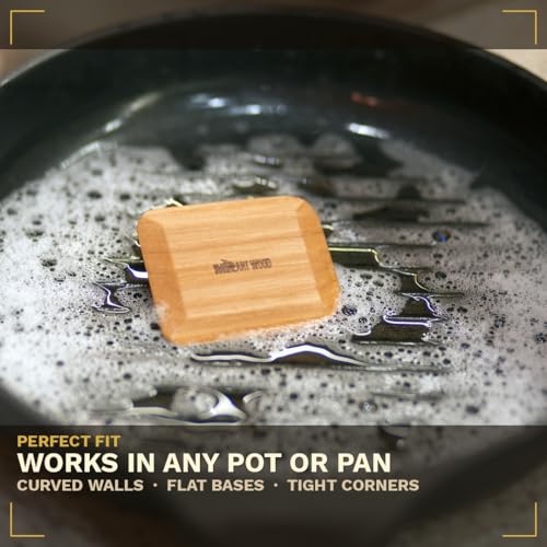 Wooden Pot Scraper Set of 4 – Wood Pan Scraper for Cast Iron, Dishes & Baking | Non-Scratch, Dish-Safe, Food-Safe | Ergonomic Kitchen Scraper Tool