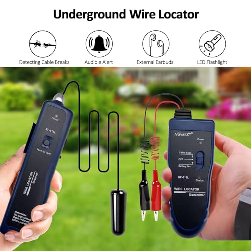 Underground Wire Locator Upgrade, RockyMars Cable Tester with Rechargeable 1100mAh Battery for Invisible Fence for Dogs, Circuit Breaker Finder, Electric Fence Wire Tracer, Wire Break Locator, etc.