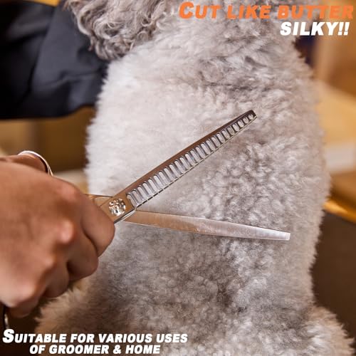 High-end Professional Dog Grooming Thinning Scissors Teeth Cutting Blending Shears Pet Texturizing Shears 8 Inch Extremely Very Sharp Stainless Steel Alloy For Cat Other Animals Groomer - color: 8inch Thinning Shears