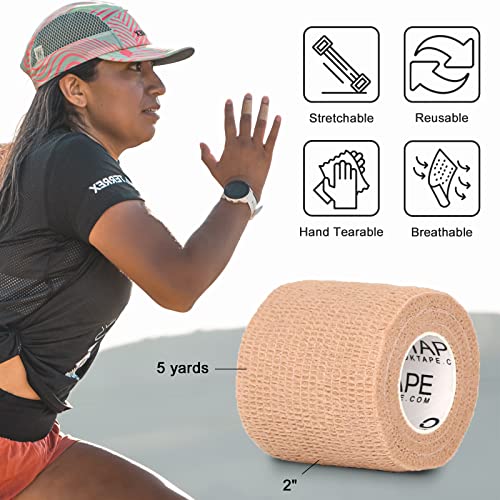 OK TAPE Self Adherent Cohesive Bandages Wrap 12Packs 2" x 5 Yards | Non-Woven Elastic for Thumb Finger Wrist Ankle Self Adhesive Bandage Wrap Breathable Vet Wrap Bandages Tape (Sapphire Blue) - color: Blue, size: 2 In x 5 Yards
