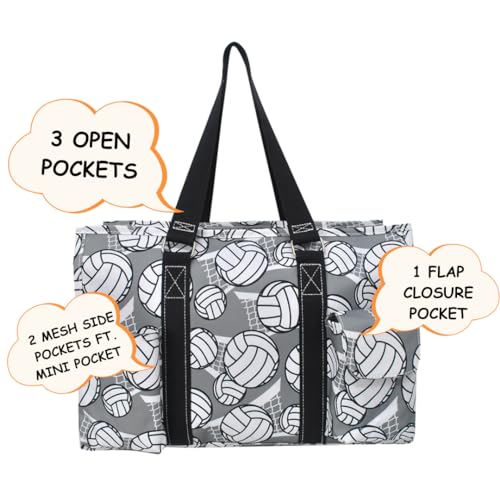 NGIL Utility Water Resistant Tote Bag | Work Tote for Women, Nurse Bag, Teacher's Choice Purse, Gym Bag, Everyday Organizer Top Zipper Closure - color: Volleyball-black