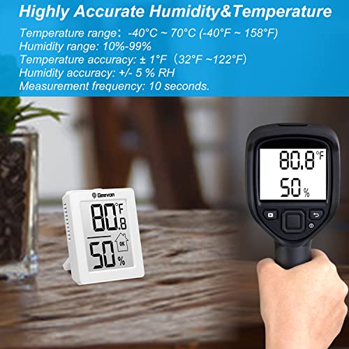 Indoor Thermometer 3Pcs with Battery Magnetic Stand Digital Humidity Gauge | Geevon Black Mini Room Hygrometer Small Temperature Monitor Desktop Wall Mount Bracket for Room Home Office Fridge Car Den