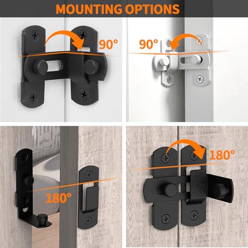 White 90 Degree Flip Barn Door Lock Latches | Stainless Steel Gate Latch,Suitable for Sliding Door,Garden Gates,Wine Cabinet,Closet,Pet Cage,French Door,Fence Gates - color: White