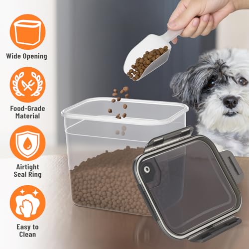 ZooZoo Dog Treat Container, Airtight Pet Food Storage, BPA-Free, 3 Pack | Stackable Transparent Jars In 3 Sizes Keep Snacks Fresh, Wide Mouth Scooping, Labels, Tongs, Marker, Puppy, Cat Supplies