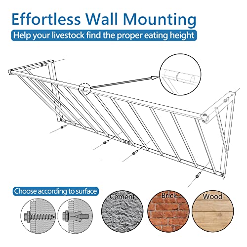 Horse Hay Feeder, 63'' Long Livestock Hay Feeder 48 Gallon Capacity | Carbon Steel Wall Mounted Hay Rack for Horses, Sheep, Goats, Indoor Outdoor Uses - size: 63INCH