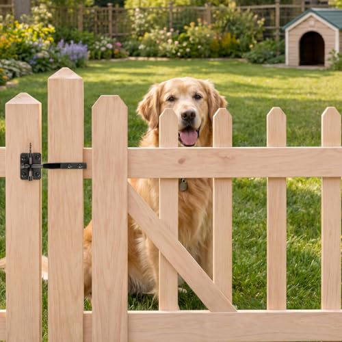 Self-Locking Gate Latch, Heavy Duty Automatic Gravity Lever for Wood Fence | Spring-Loaded Self-Locking; Thick Steel, Black Coated; for Wood Fence, Garden, Pool, Barn Gates; Works with Padlocks - size: Normal