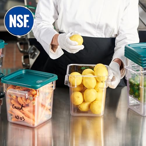 CURTA 8-Pack 4 Qt NSF Clear Polycarbonate Food Storage Containers with Green Lids - Square, Commercial-Grade, Freezer & Dishwasher Safe, Stackable - color: 4.0 Qt 8-Pack(Green Lids)