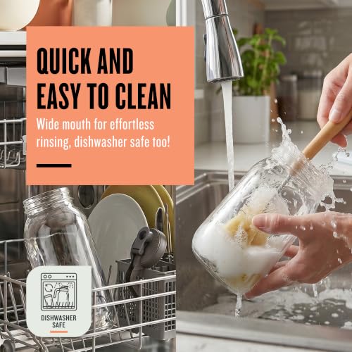 County Line Kitchen 64 oz Mason Jar Glass Pitcher With Lid - Gray | Heavy-Duty Glass Mason Jar Pitcher - Leak-Proof Lid, Wide Mouth & Easy Pour Spout (64 oz) - color: Gray
