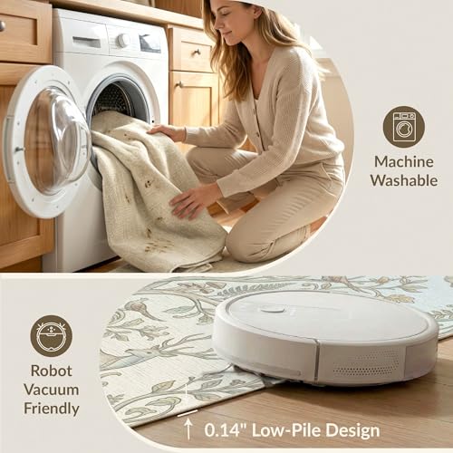 6'x9' Washable Bohemian Tree Area Rug, Cream Non-Shedding Pet Friendly Room Rug for Queen Size Bedroom, Under Bed, Master Suite, Foldable Easy Care Carpet | Ref:1969514 - color: Beige/Pattern 22, size: 6' x 9' (Rectangular)