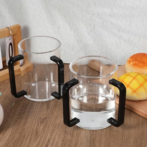2 Pcs Judaica Hand Washing Cup with Dual Handles 5" Acrylic Clear Negel Vasser Hand Washing Cup for Jewish Ritual Netilat Yadayim Holiday Gifts (Black Handle) - color: Black Handle