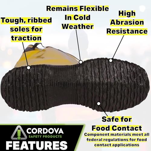 Cordova Safety Products mens Over-the-shoe Heavy Duty With Ribbed Soles, Top Strap and Buckle Adjustment Cordova Safety Products Over the Shoe Style Rubber Boots Slush Bootss for Construction Manufactur, Size 10, Size 10 US - size: 10