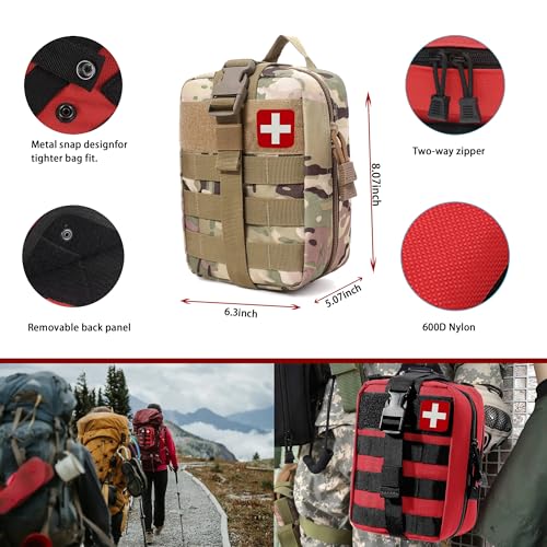 293Pcs/set - First Aid Kit Molle Pouches Emergency Survival Kit Suitable for Outdoor Activities, Home, School, Hiking, Car Travel and Camping - Quick Response First Aid Essentials (CP) - color: Cp