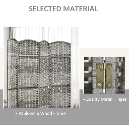 HOMCOM 3 Panel Room Divider 6 Ft Privacy Screen Hand-Woven Mixed Gray | Folding PP Wall Partition, Pine Wood Frame, Freestanding Room Separator, Bedroom Home Office, No Assembly - color: Mixed Gray, size: 3 Panel