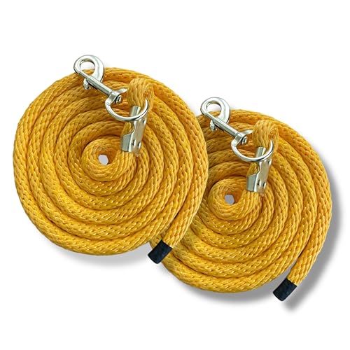 2 Pack Sturdy 10ft Poly Lead Ropes for Horses & Livestock, 5/8" Wide, Bolt Snap (Tuscany Yellow) - color: Tuscany Yellow