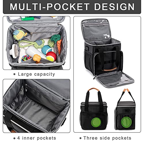 Pet Grooming Bag, Dog Grooming Supplies Organizer Tote Bag, Perfect for Pet Grooming Tool Kit Accessories-Black - color: Black