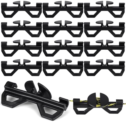 CroBlissful 12 Pcs Electric Fence Tightener Wire Tensioner, Electric Fence Poly Wire Tensioner Plastic Cord Tensioners, Portable Tightener for Inline Fixing, Black