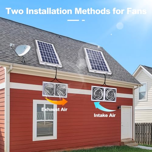 Solar Fan for Greenhouse, 10W Solar Powered Fan for Chicken Coop, Waterproof Solar Exhaust Fan for Shed with 11.8ft/3.6m Cable - style: Solar Fan-10W