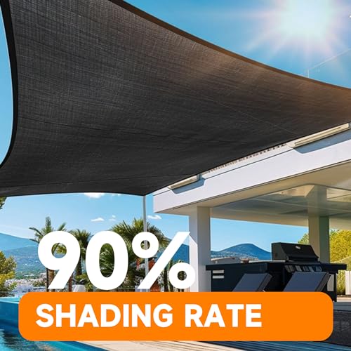 90% Shading Rate 8'x10' Black Shade Cloth,UV Resistant Durable Mesh Tarp with Grommets&Reinforced Edges, Shade Net Using for Plants Cover, Greenhouse, Dog Kennel, Patio, Chicken House - size: 8'x10'