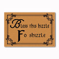 Assaoy Funny Doormat Bless This Hizzle Fo Shizzle Welcome Mat Non-Woven Fabric Top with a Anti-Slip Rubber Back.Door Mat for Entrance Way 23.6 X 15.7 in - color: Welcome