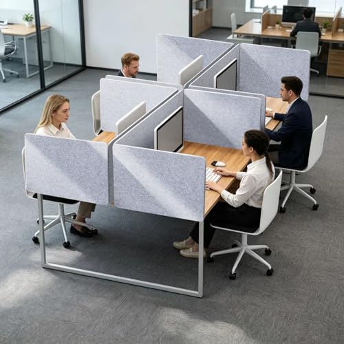 Desk Divider 2 Pcs Desk Privacy Panel 47.2'' x 23.6'',Acoustic Sound Absorbing and Noise Reducing Desk Partition for Office Desk,Clamp-on Desk Divider Partition with Adjustable Universal Base - size: 47.2''L x 23.6''W