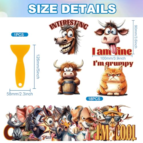 GLOBLELAND 18 Sheets Funny Animals Transfer Stickers 3.9x3.6inch Stupid Animals Decals Stickers Sarcasm Rub on Transfer for Vase Glass Mason Jar Decorations Art Crafts - style: Funny Animals