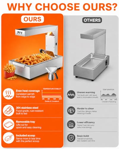 PYY French Fry Warmer - Commercial Food Heat Lamp Food Warmer Light 122°F Free-Standing Warming Fry Dump Station Countertop Fries Warmer Commercial Food Warmer for Chips Churros Buffet Restaurant - size: 10L Fixed Height