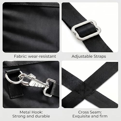 Box Fan Bag for Horse Stall – Heavy Duty Nylon Hanging Fan Holder for 20" x 20" Box Fans, Mesh Ventilated Cover with Snap Strap Hangers for Barn, Stable, Trailer, Farm, Livestock (2 Pack) (Black)