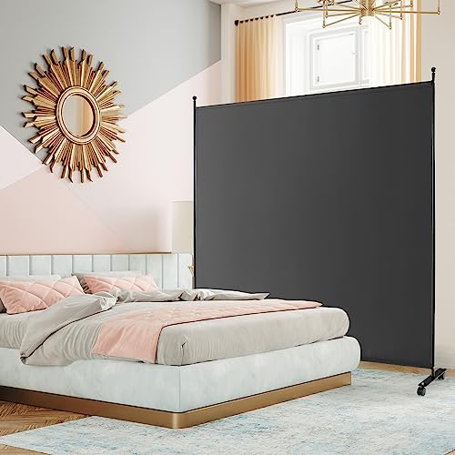 Giantex 73" x 73" Single Panel Room Divider with Wheels, Gray | Mobile Privacy Screen with Lockable Casters, Rolling Fabric Partition Wall for Home, Office, Studio - color: Grey, size: 73''W x 73''H (1 Panel)